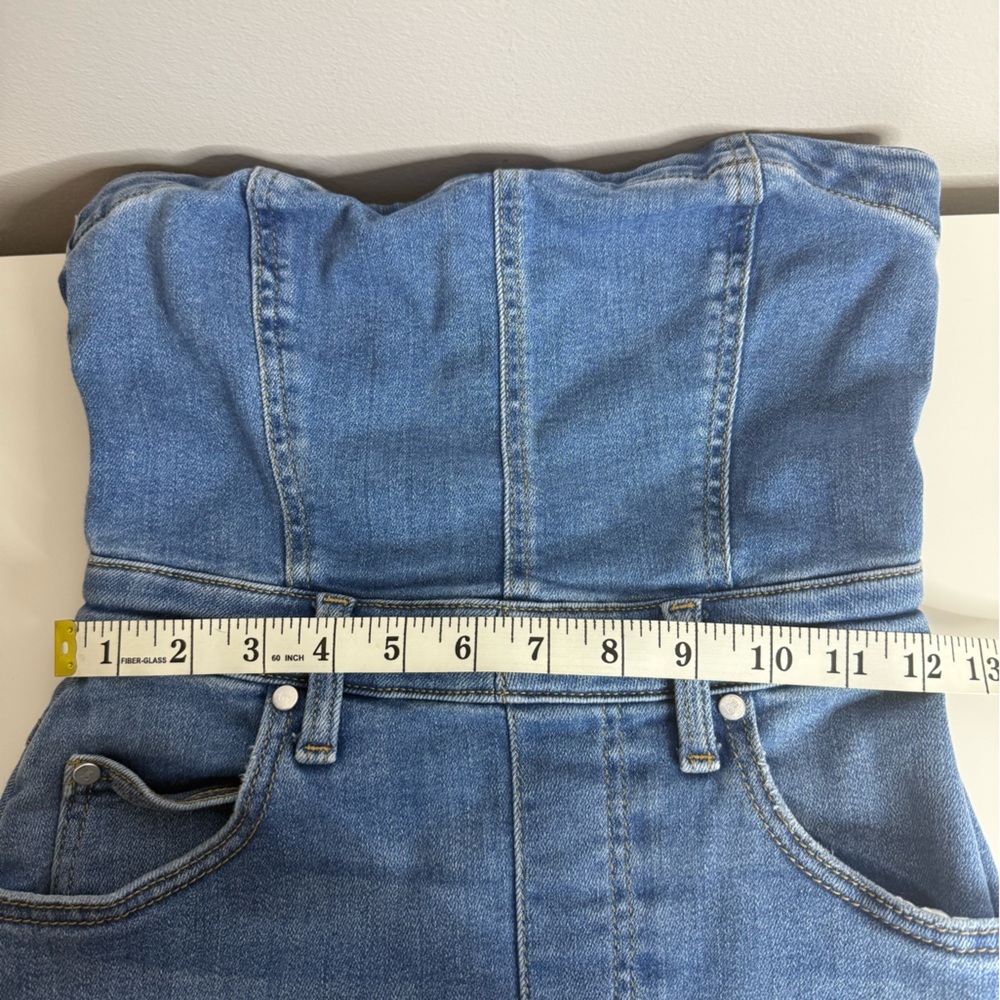 Pilcro - The Madi Front-Slit Denim Dress Strapless Western Boho - XSP - Picture 13 of 15
